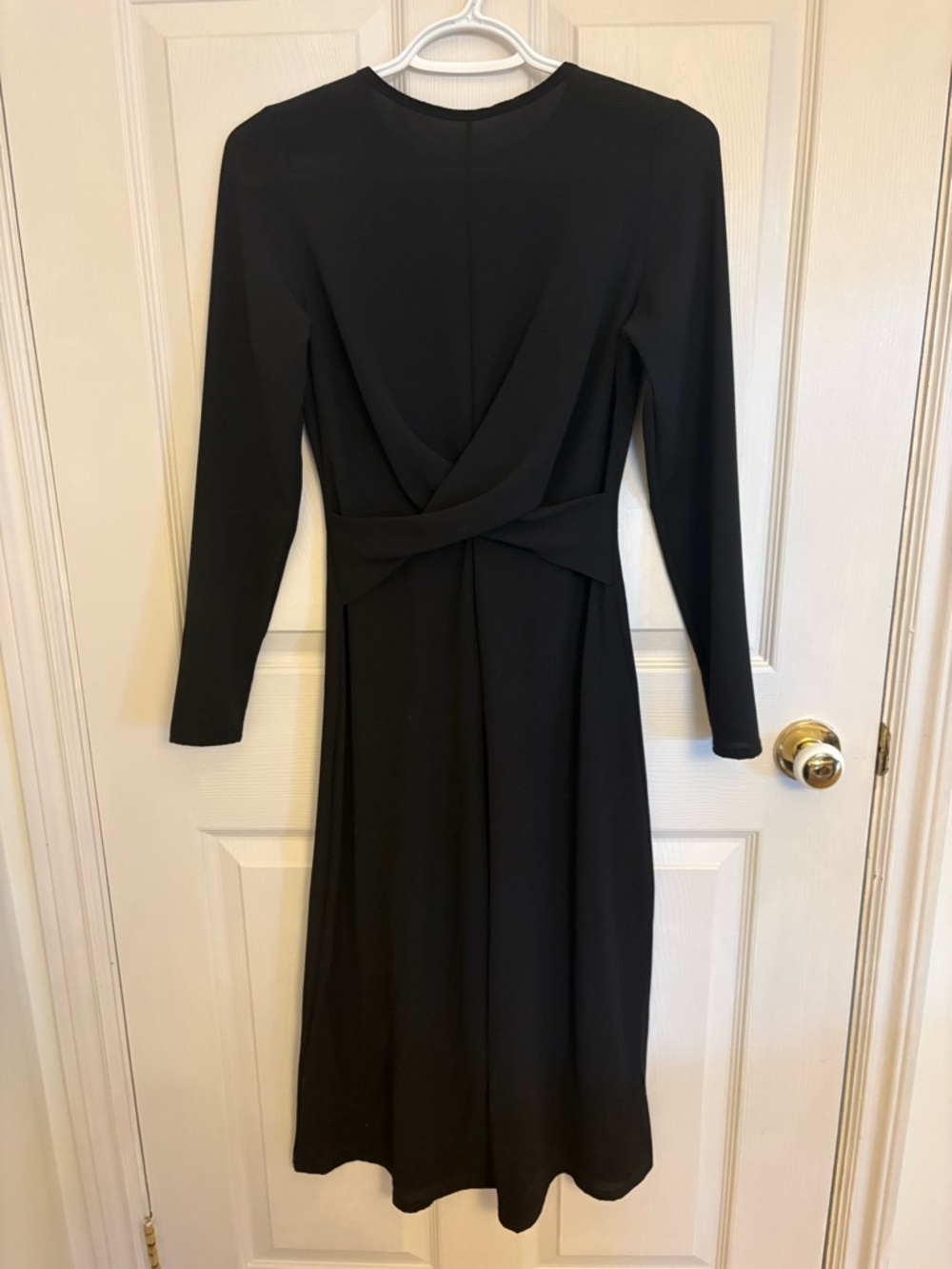 Boohoo Black Long-Sleeve Twist-Back Midi Dress Jumpsuit